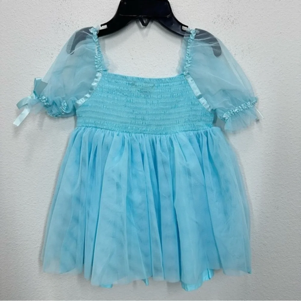 Peek Baby Girl 12-18 Month Bright Blue Tulle‎ DressRibbons Bows Sequin Flower - Picture 8 of 8